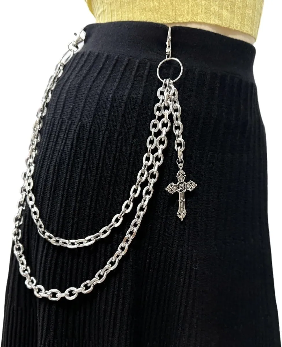 Wallet Chains for Men Jean Chains Punk Hip Hop Pant Chain Cross Rivet Goth Accessories Chain for Jeans Pocket Chain Belt Chain Men Christmas for Husbands