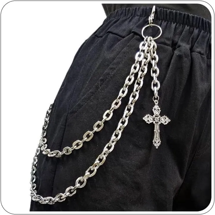 Wallet Chains for Men Jean Chains Punk Hip Hop Pant Chain Cross Rivet Goth Accessories Chain for Jeans Pocket Chain Belt Chain Men Christmas for Husbands