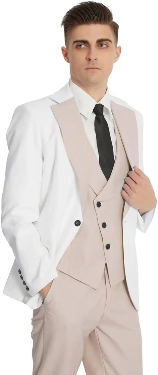 Wangyue Tuxedo for Men 3 Piece Men's Suits Slim Fit Mens Suit Double Breasted Tux Blazer Vest Pants Wedding Suits Man