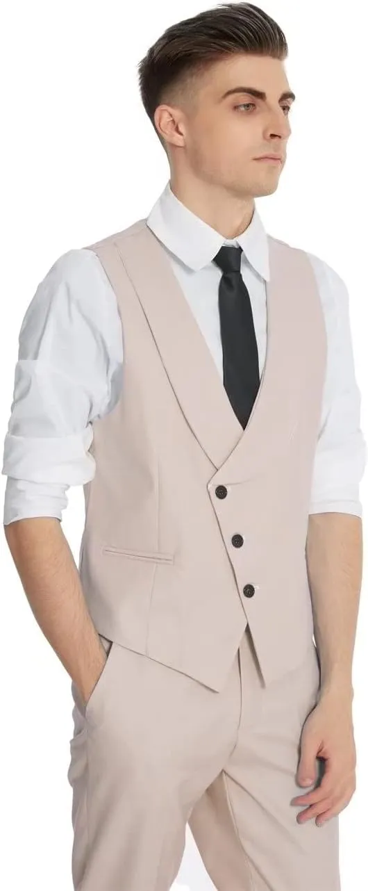 Wangyue Tuxedo for Men 3 Piece Men's Suits Slim Fit Mens Suit Double Breasted Tux Blazer Vest Pants Wedding Suits Man