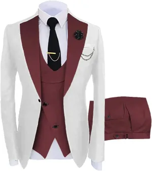 Wangyue Tuxedo for Men 3 Piece Men's Suits Slim Fit Mens Suit Double Breasted Tux Blazer Vest Pants Wedding Suits Man