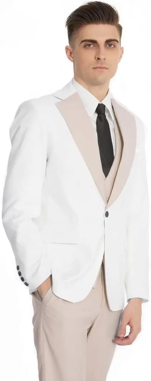 Wangyue Tuxedo for Men 3 Piece Men's Suits Slim Fit Mens Suit Double Breasted Tux Blazer Vest Pants Wedding Suits Man