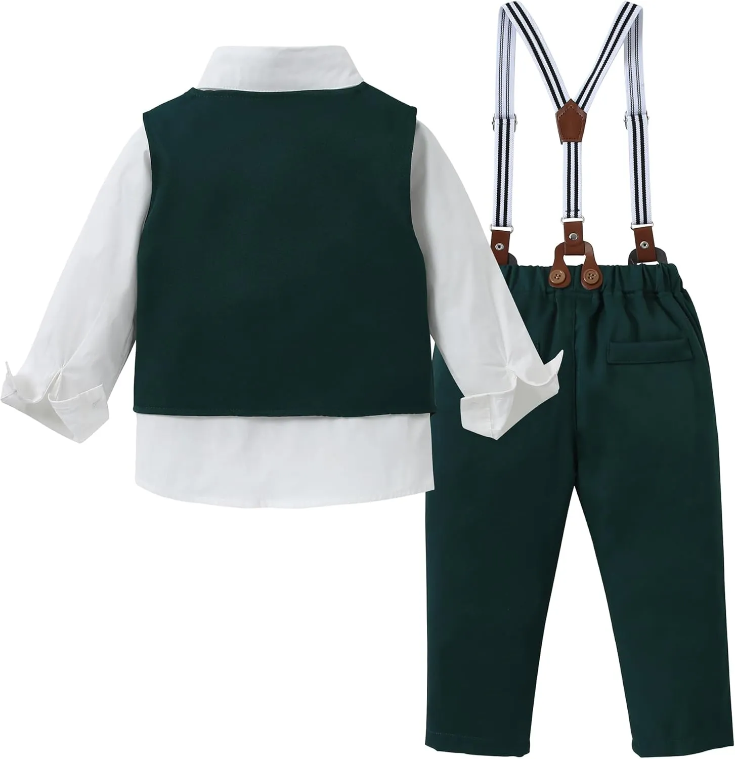 WESIDOM Toddler Boy Clothes Suit Formal Dress Shirt Bowtie Vest Boutonniere Suspender Pants Boys Gentleman Outfits Set