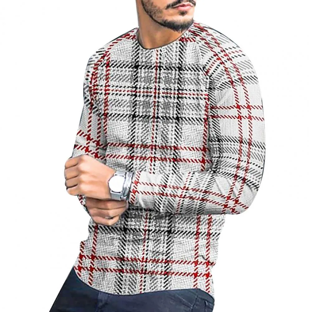 West Louis Blend Stripe Plaid Streetwear Pullover