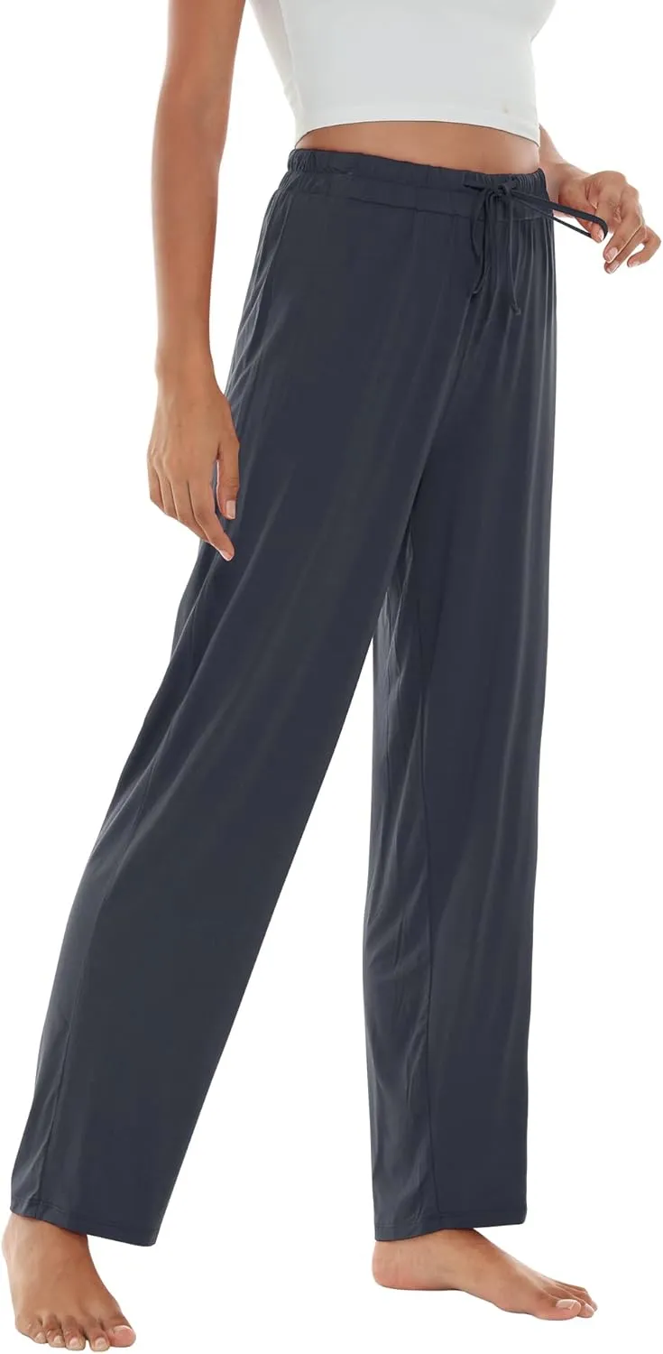 WiWi Pajama Pants for Women Viscose from Bamboo Soft Wide Leg Sweatpants Drawstring Bottoms Sleep Pj Pant S-XXL