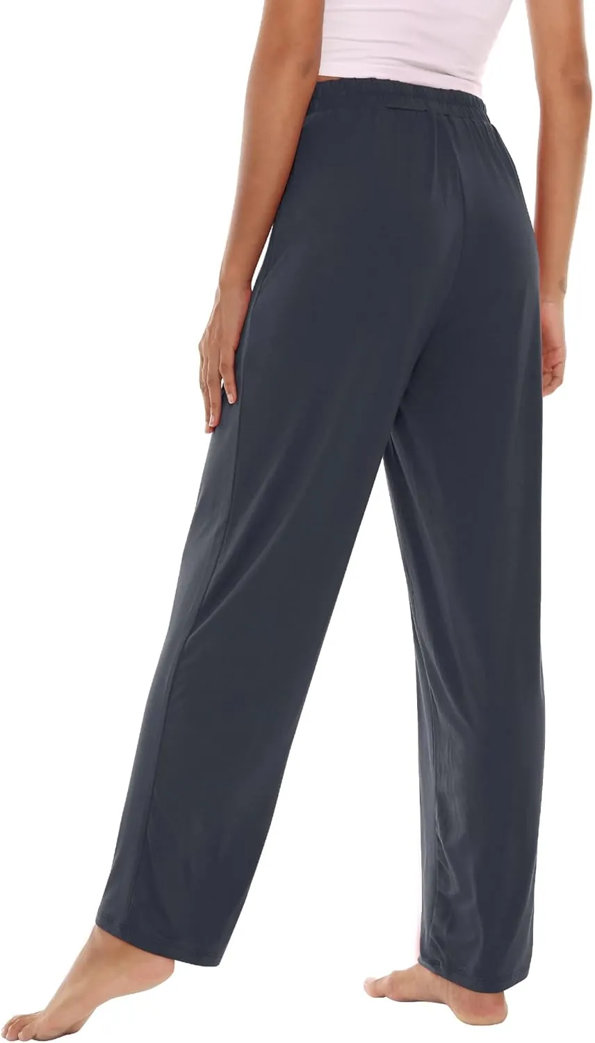 WiWi Pajama Pants for Women Viscose from Bamboo Soft Wide Leg Sweatpants Drawstring Bottoms Sleep Pj Pant S-XXL