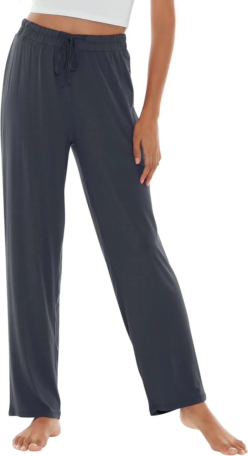 WiWi Pajama Pants for Women Viscose from Bamboo Soft Wide Leg Sweatpants Drawstring Bottoms Sleep Pj Pant S-XXL