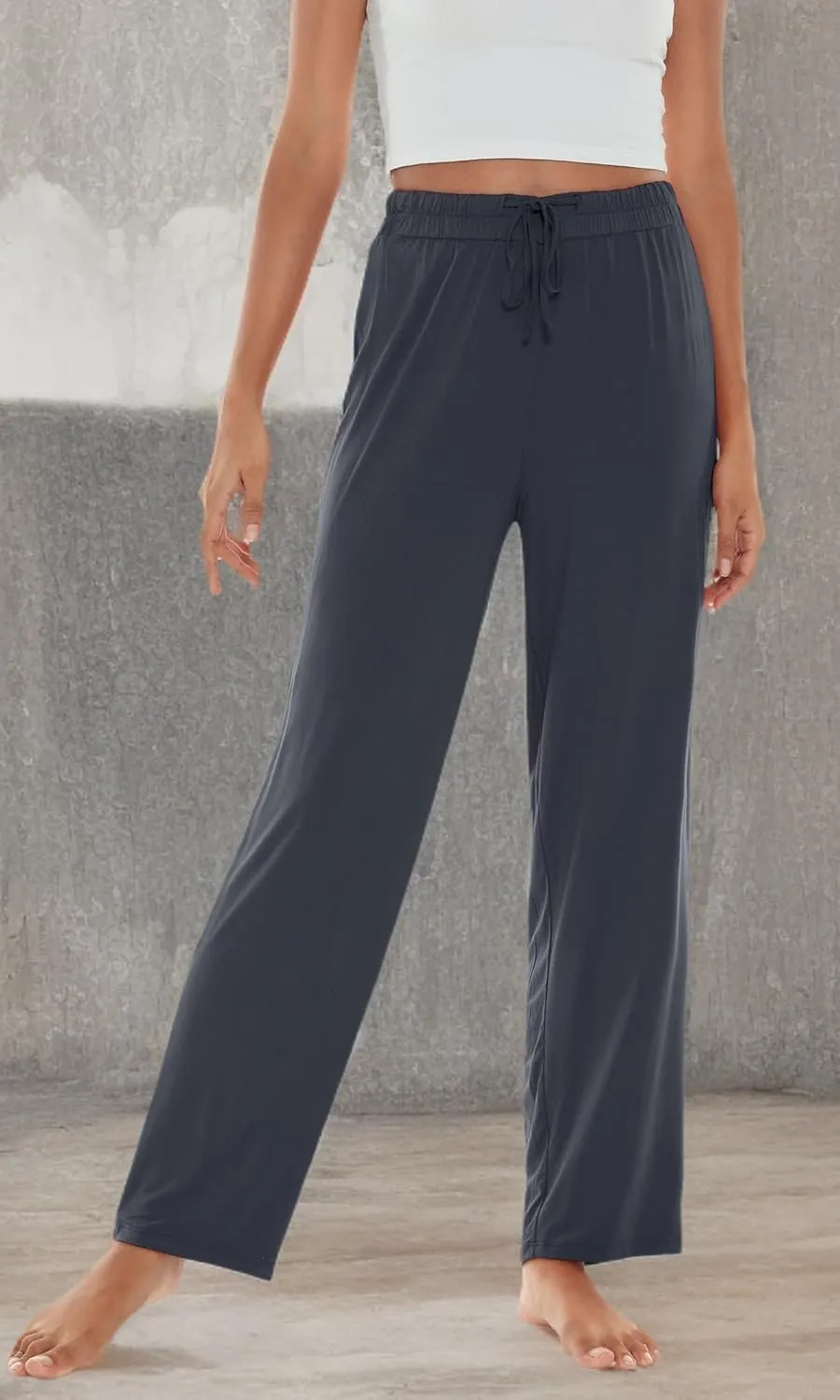 WiWi Pajama Pants for Women Viscose from Bamboo Soft Wide Leg Sweatpants Drawstring Bottoms Sleep Pj Pant S-XXL