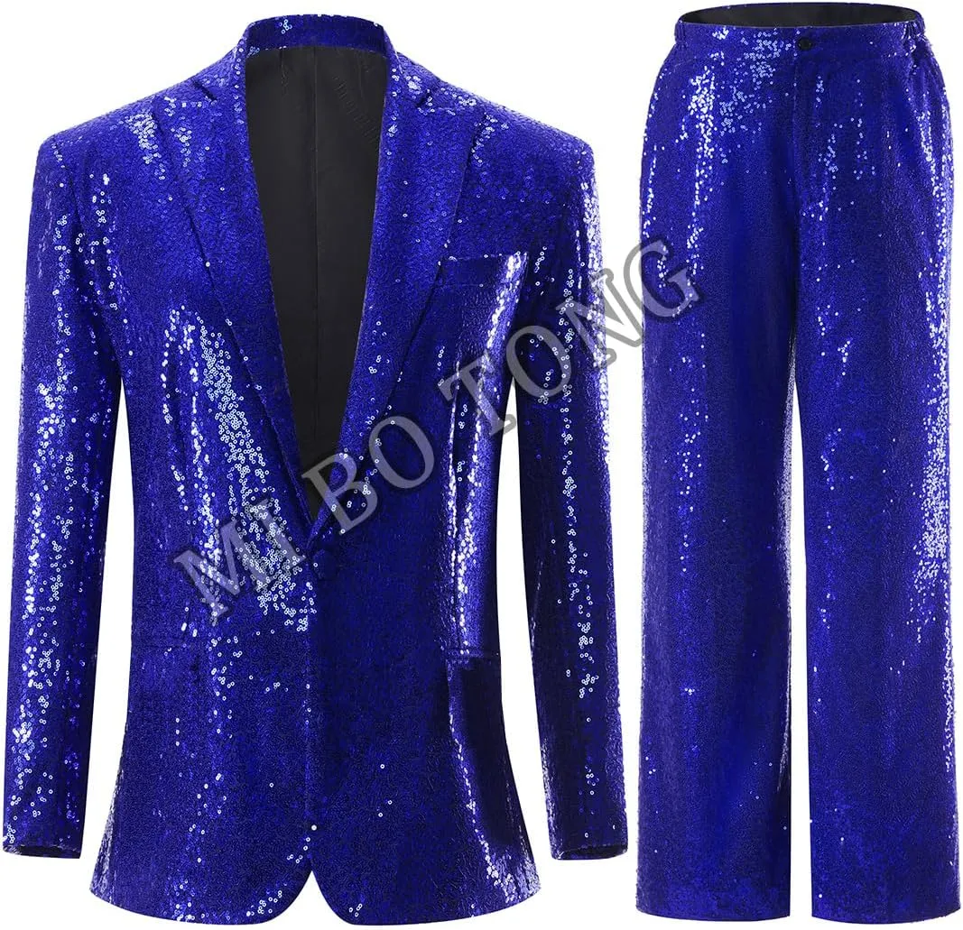 Women Black Sequins Suits Set Sequins Blazer Sparkly Glitter Wedding Party Wear Suits Blazer and Pants Set