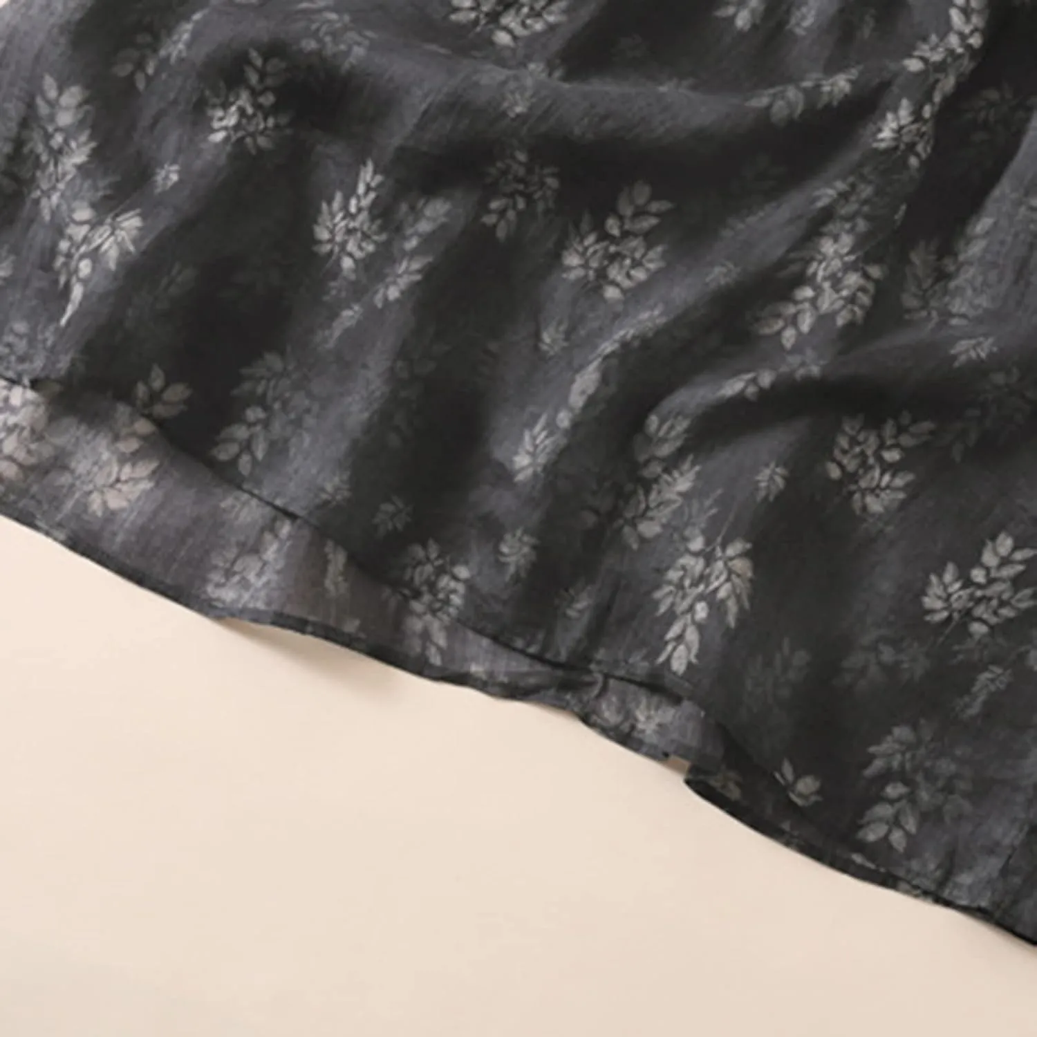 Women Cotton Linen Korean Style Fashion A-Line Dresses Summer Half Sleeve Lace-Up Waist-Defined Floral Casual Dress
