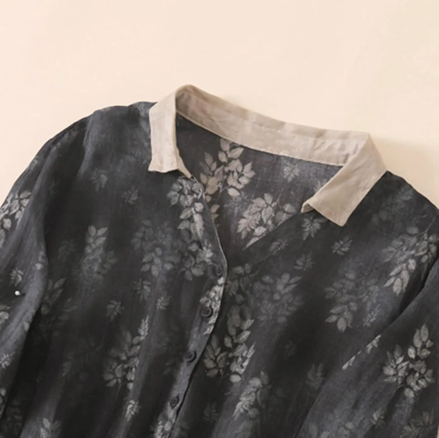 Women Cotton Linen Korean Style Fashion A-Line Dresses Summer Half Sleeve Lace-Up Waist-Defined Floral Casual Dress