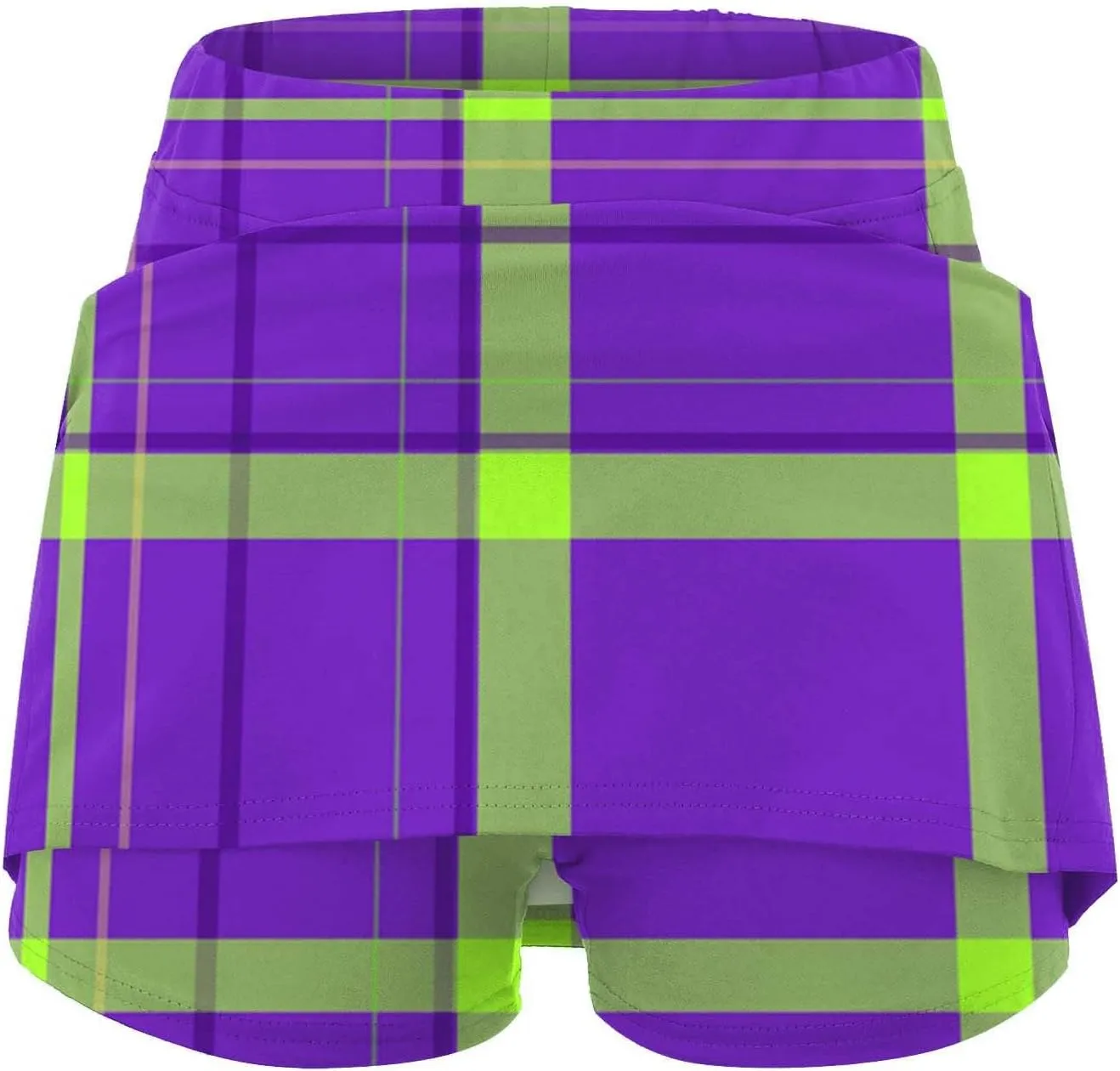 Women Mini Skirts Plaid Printed Athletic Golf Tennis Skorts Plus Size Stretch Mid Waist Workout Running Short Culottes Shorts