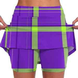 Women Mini Skirts Plaid Printed Athletic Golf Tennis Skorts Plus Size Stretch Mid Waist Workout Running Short Culottes Shorts