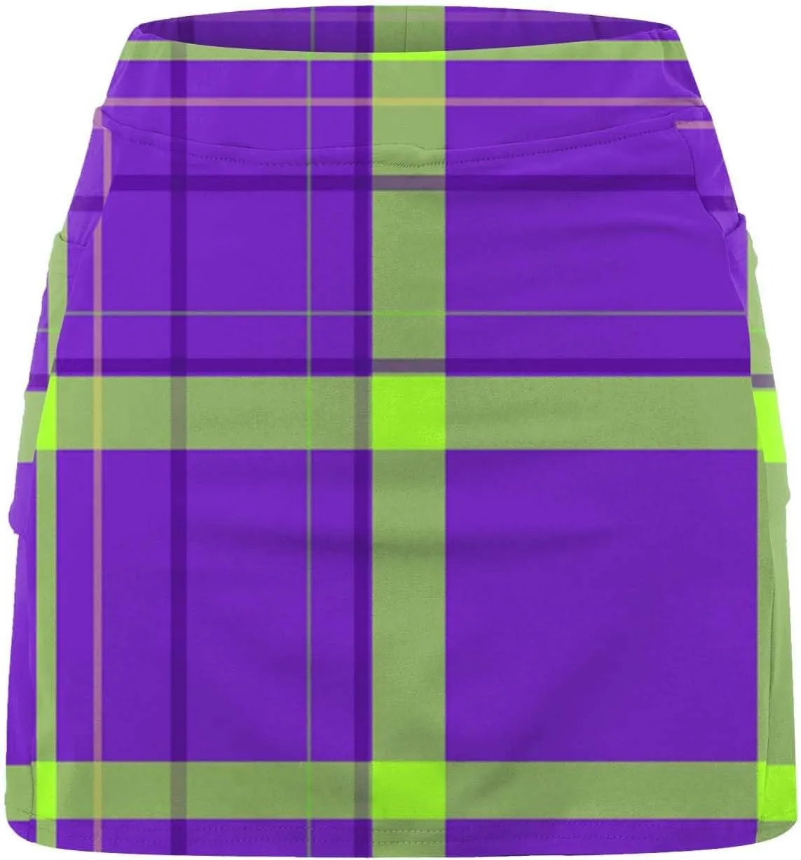 Women Mini Skirts Plaid Printed Athletic Golf Tennis Skorts Plus Size Stretch Mid Waist Workout Running Short Culottes Shorts