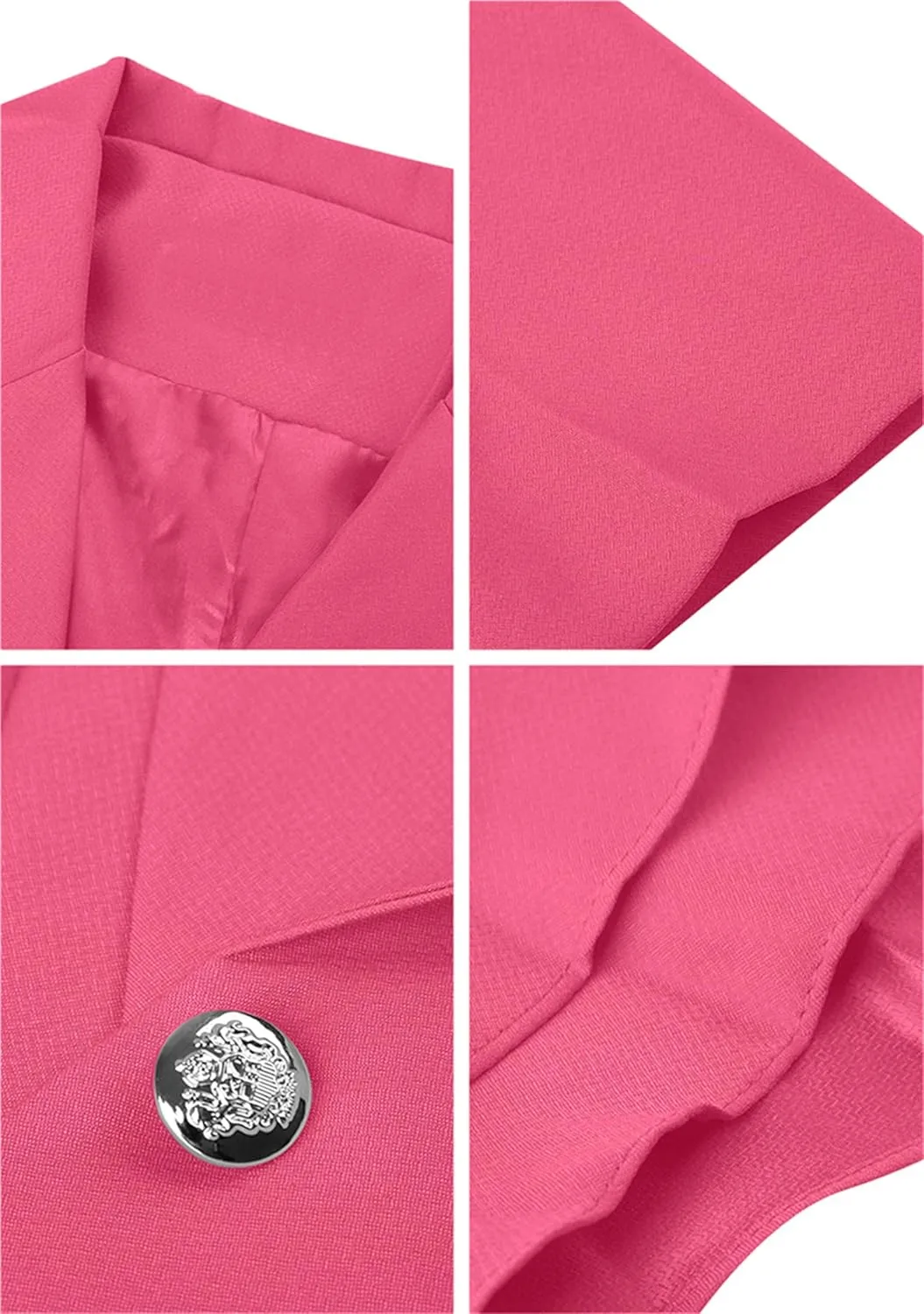 Women Notch Lapel Slim Blazer Plain Long Sleeve Office Jacket Peplum Hem One Button Coat