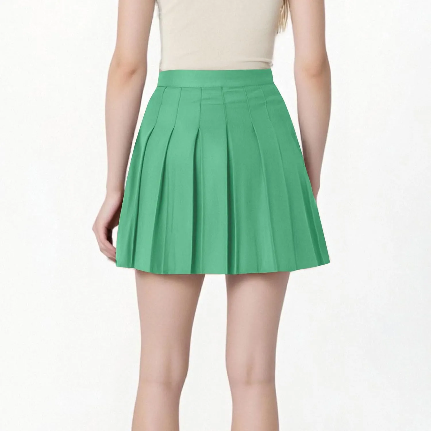 Women Pleated Skirt High Waisted Athletic Golf Tennis Skorts with Shorts Solid Color Fashion Prom Homecoming Skirts