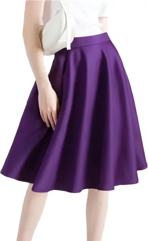 Women Summer Midi Long Skirt Solid Elegant High Waist A Line Swing Skirts Office Work Casual Skirt