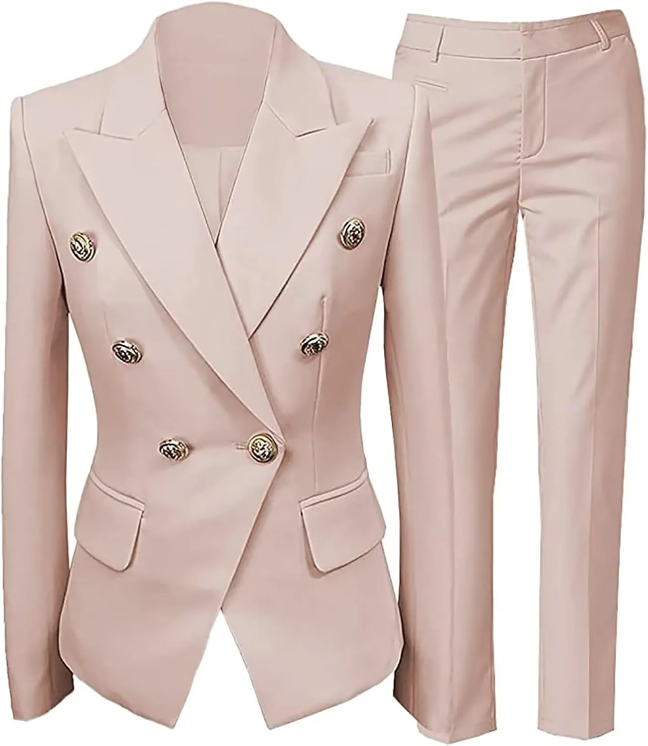 Women's 2 Piece Suit Notched Lapel Pants Suits Set for Women Business Casual Office Work Tuxedo Blazer Pants Set