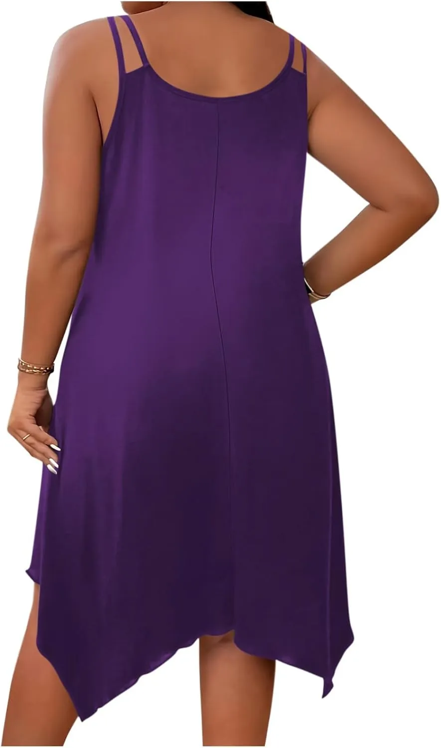 Women's 2025 Summer Dress Casual Boho Sundress Spaghetti Strap Beach Cover Up Irregular Hem Flowy Midi Vacation Dresses