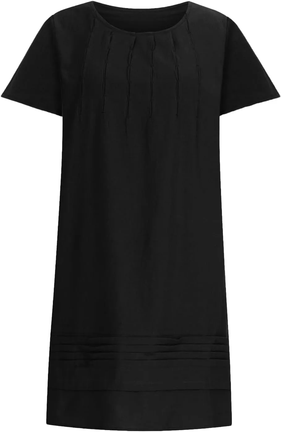 Women's Cotton Linen Midi Dress Plus Size Cap Sleeve Pleated Summer Dresses Vacation 2025 Crew Neck Casual Sundress Fashion