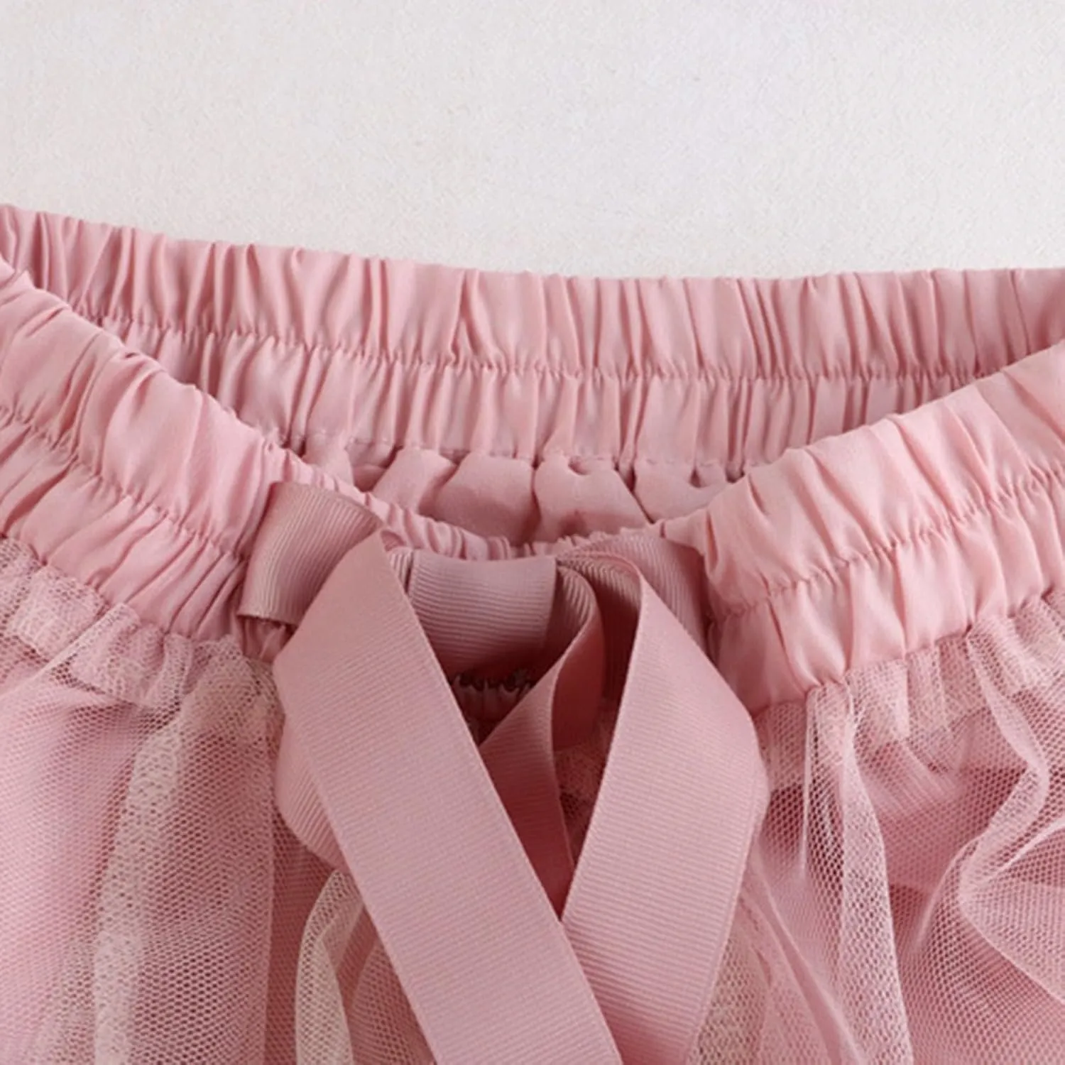 Women's Elegant Tulle Skirts Color Blocking Pleated Flowy Skirt Bow High Waist Ankle Length Midi Skirt