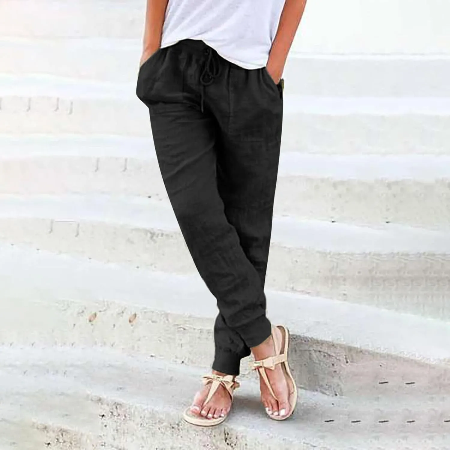 Women's Fleece Lined Pants Winter on Business Capris with Pockets Water Resistant Water Resistant