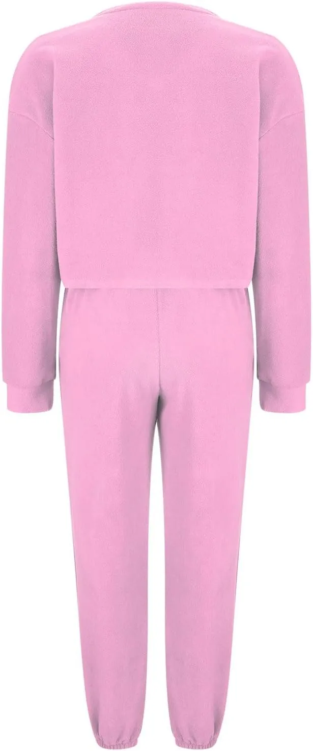 Women's Fuzzy Casual Pajamas Sets Long Sleeve Fleece V Neck Pullover Top and Pants 2 Piece Fluffy Loungewear Sleepwear