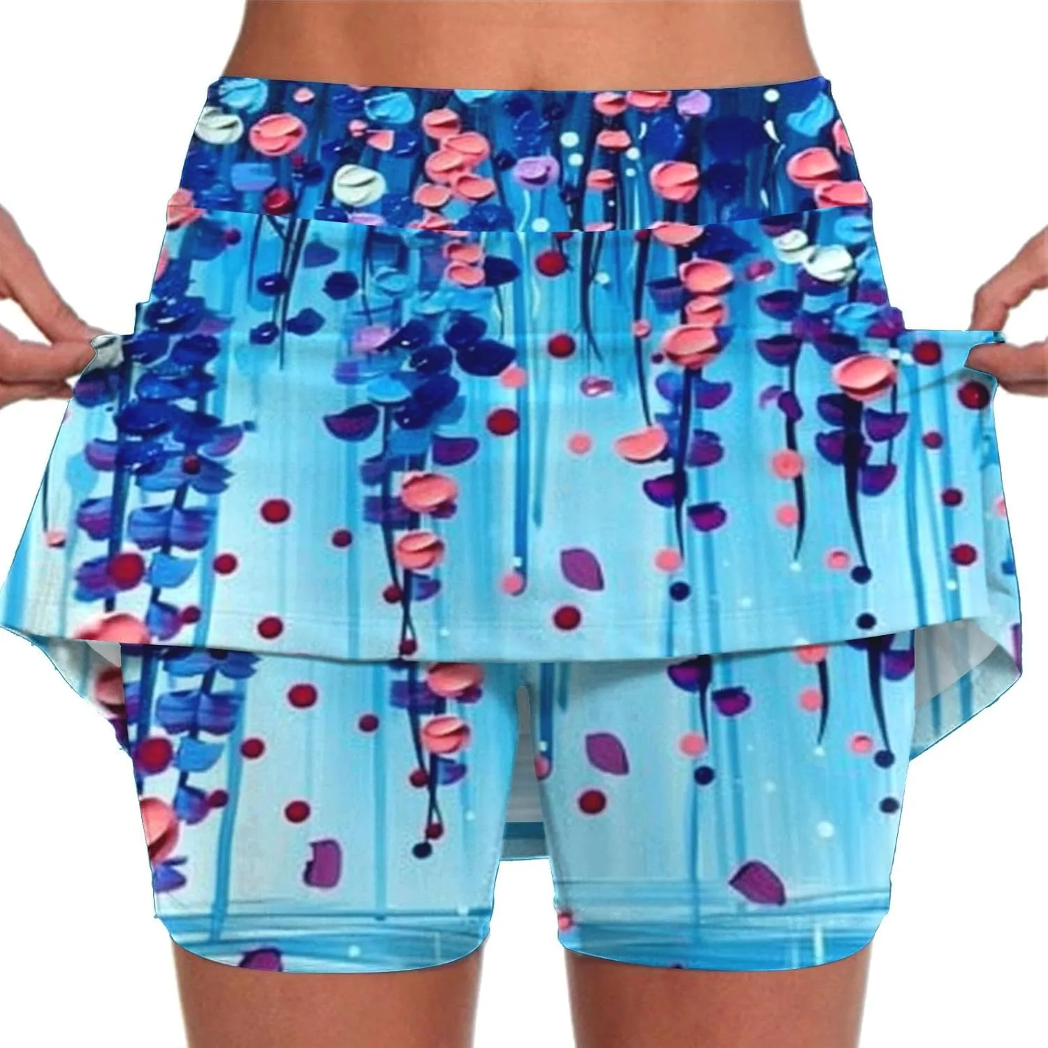 Women's Sports Skorts Floral Print Running Exercise Yoga Mini Skirt Workout Gym Athletic 2 in 1 Tennis Shorts Activewear 2024