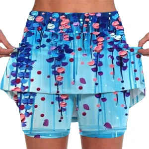 Women's Sports Skorts Floral Print Running Exercise Yoga Mini Skirt Workout Gym Athletic 2 in 1 Tennis Shorts Activewear 2024