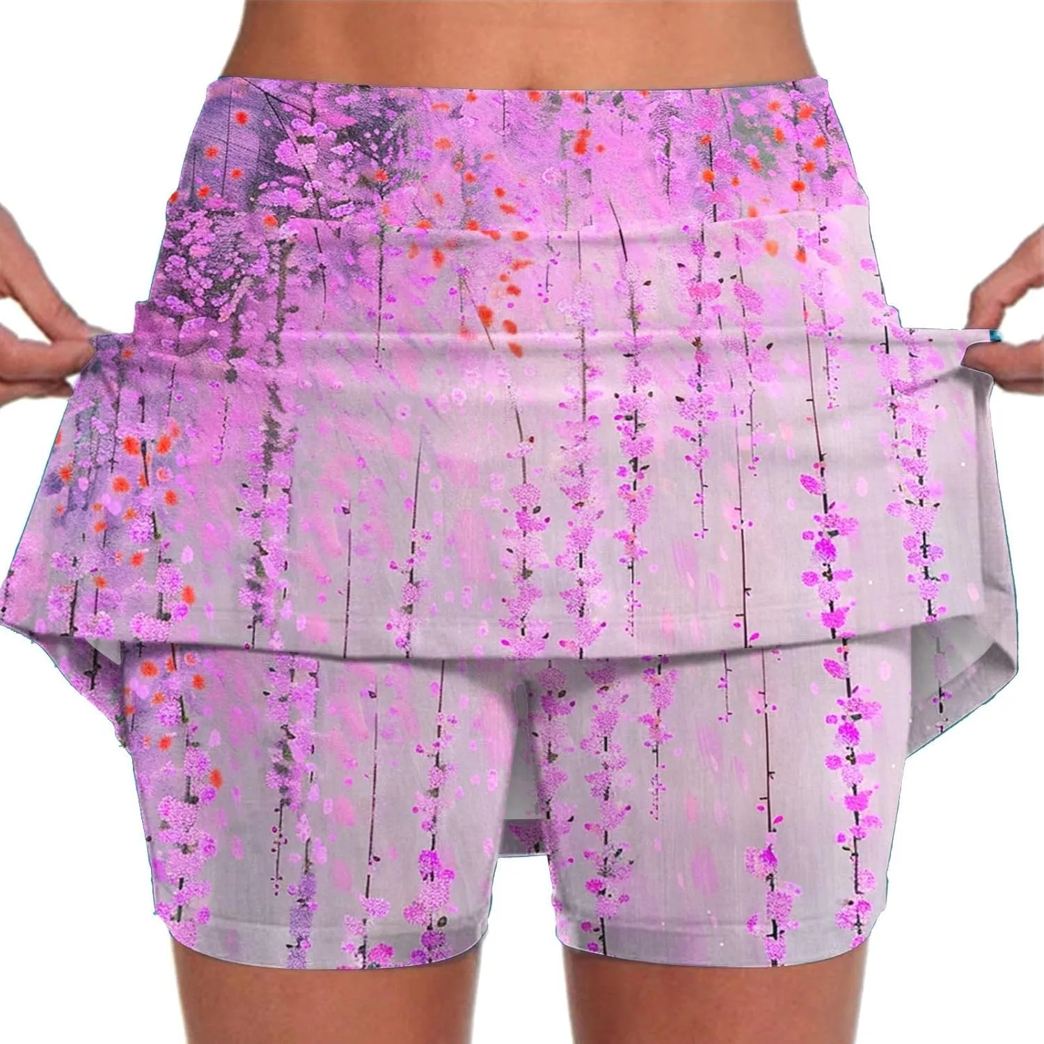 Women's Sports Skorts Floral Print Running Exercise Yoga Mini Skirt Workout Gym Athletic 2 in 1 Tennis Shorts Activewear 2024
