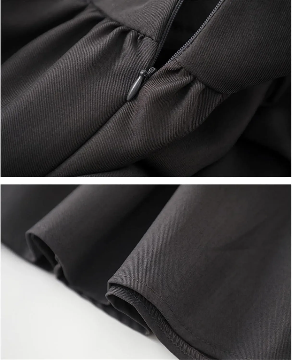 Women's Vintage High Waist Ruffle Pleated Midi Skirt - Office Lady Suit Skirt Elastic Waist for Work Casual