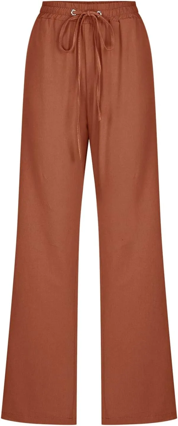 Womens Wide Leg Harem Pants Winter Lightweight Work Pants with Pockets Barrel Pants Fleece Lined