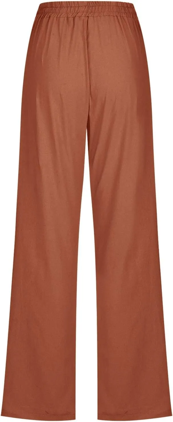Womens Wide Leg Harem Pants Winter Lightweight Work Pants with Pockets Barrel Pants Fleece Lined