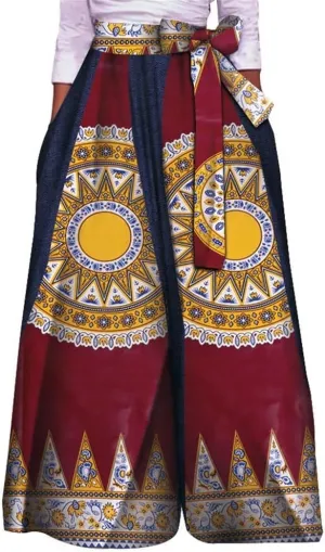 XIAOHUAGUA Women's High Waist Loose Long Pants African Dashiki Print Wide Leg Trousers Pant Plus Sizes