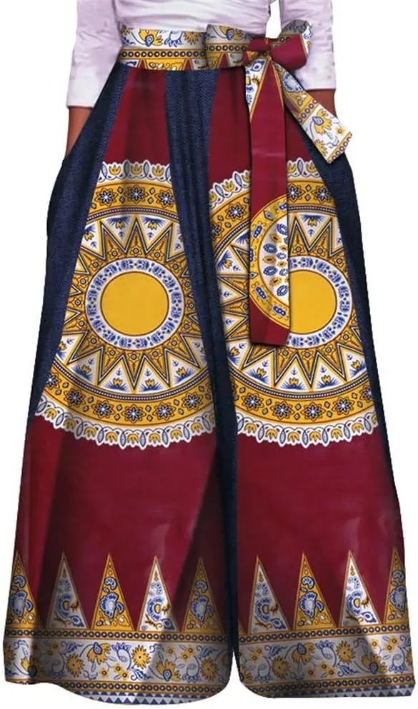 XIAOHUAGUA Women's High Waist Loose Long Pants African Dashiki Print Wide Leg Trousers Pant Plus Sizes