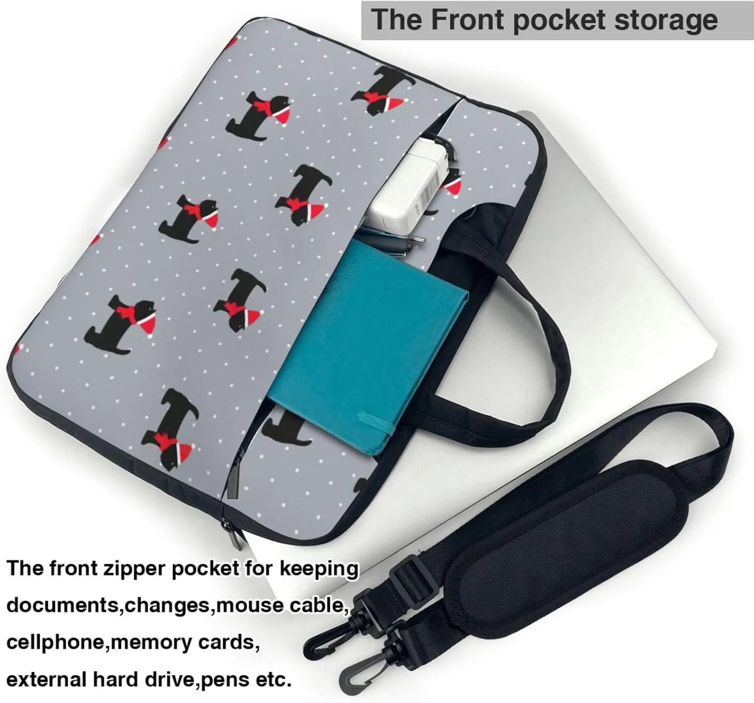Xmas Cute Dogs Print Work Casual Office Laptop Shoulder Messenger Bag 13 inch 14 inch 15.6 inch