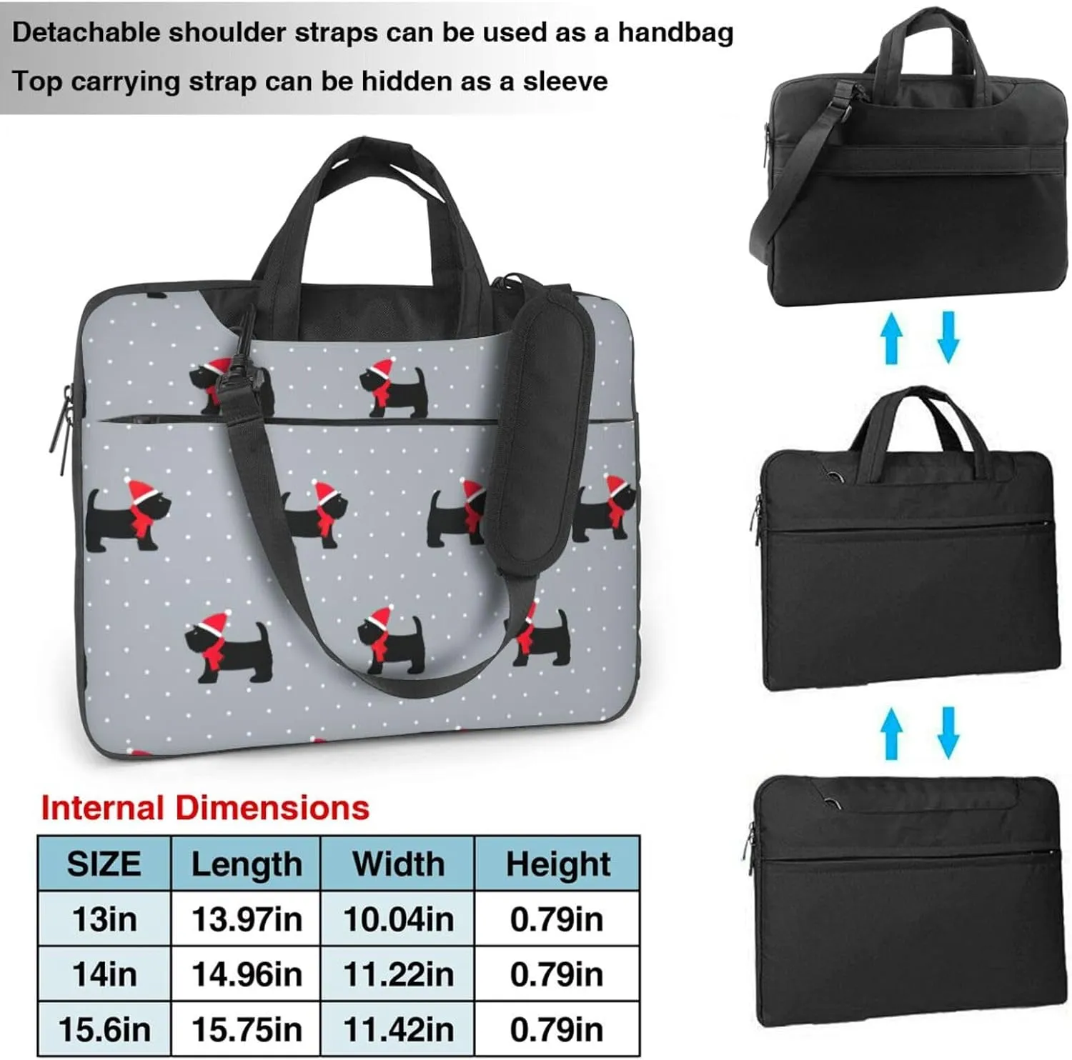 Xmas Cute Dogs Print Work Casual Office Laptop Shoulder Messenger Bag 13 inch 14 inch 15.6 inch
