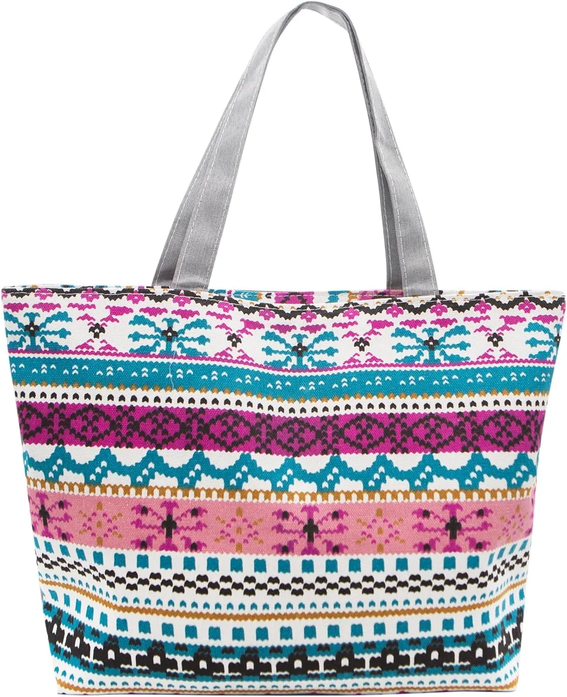 YAMEIZE Large Canvas Tote Bag for Women Work Casual Big Shoulder Handbags Zipper Inner Pocket Bohemia Travel Shopping Bags