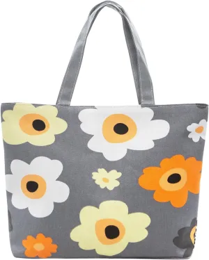 YAMEIZE Large Canvas Tote Bag for Women Work Casual Big Shoulder Handbags Zipper Inner Pocket Bohemia Travel Shopping Bags