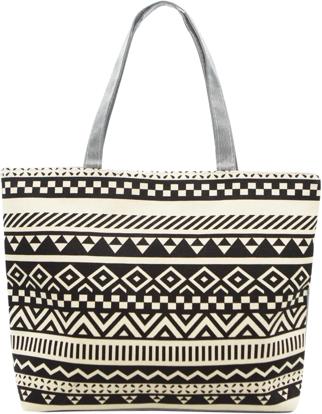YAMEIZE Large Canvas Tote Bag for Women Work Casual Big Shoulder Handbags Zipper Inner Pocket Bohemia Travel Shopping Bags