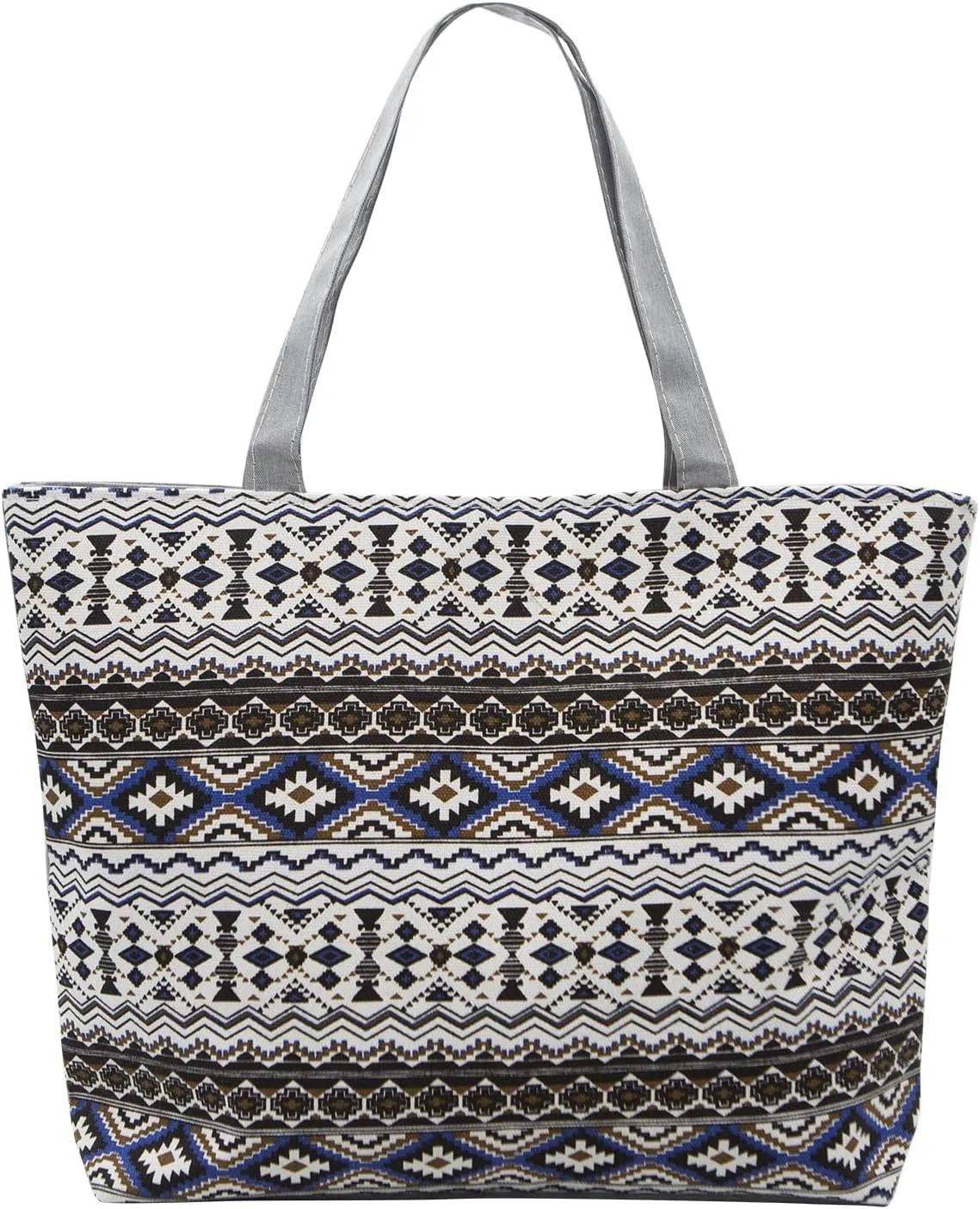 YAMEIZE Large Canvas Tote Bag for Women Work Casual Big Shoulder Handbags Zipper Inner Pocket Bohemia Travel Shopping Bags