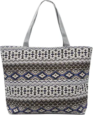 YAMEIZE Large Canvas Tote Bag for Women Work Casual Big Shoulder Handbags Zipper Inner Pocket Bohemia Travel Shopping Bags