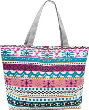 YAMEIZE Large Canvas Tote Bag for Women Work Casual Big Shoulder Handbags Zipper Inner Pocket Bohemia Travel Shopping Bags