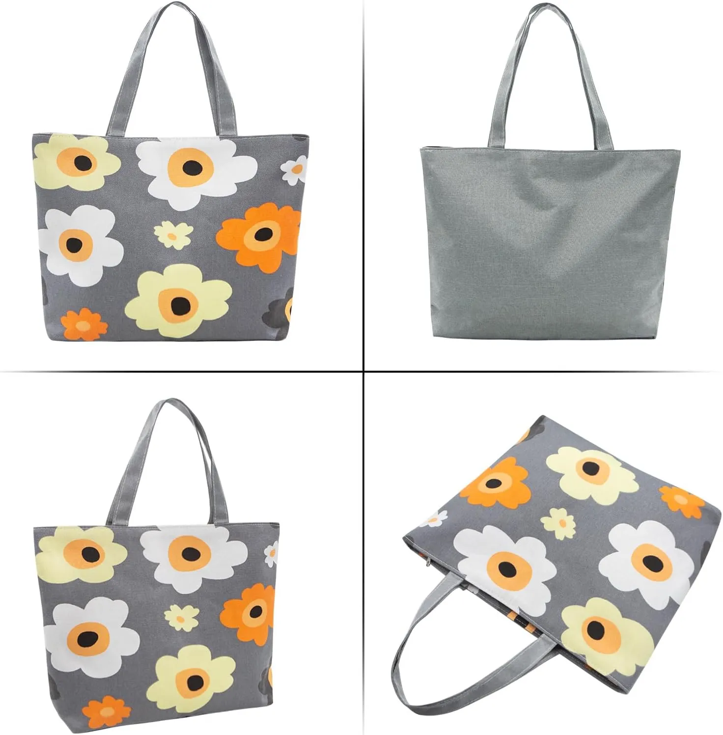 YAMEIZE Large Canvas Tote Bag for Women Work Casual Big Shoulder Handbags Zipper Inner Pocket Bohemia Travel Shopping Bags