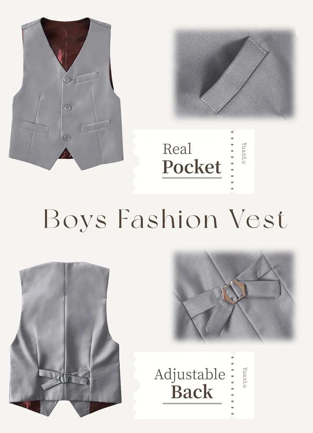 YuanLu Suits for Boys Ring Bearer Outfit Formal Vest and Pants Suit for Boy Wedding Suits Set