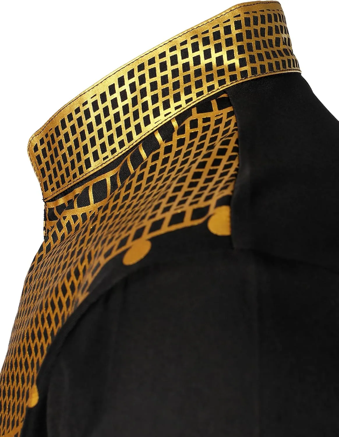 ZEROYAA Men's Africa Suit Long Sleeve Bronzing Print Shirt and Pants Outfit Traditional 2 Piece Set
