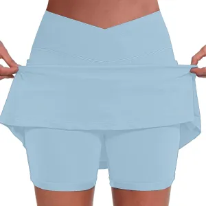 ZYXTIM Golf Skirts for Women with Shorts Crossover High Waisted Athletic Skorts Plus Size Stertch Quick Dry Workout Skirt